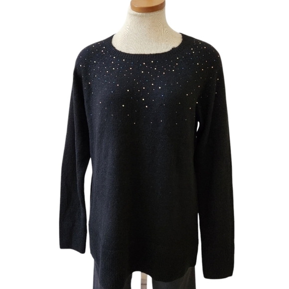 Womens Plus Size Apt. 9 Embellished Crewneck Sweater SZ XL  Black New wi… - Picture 3 of 12